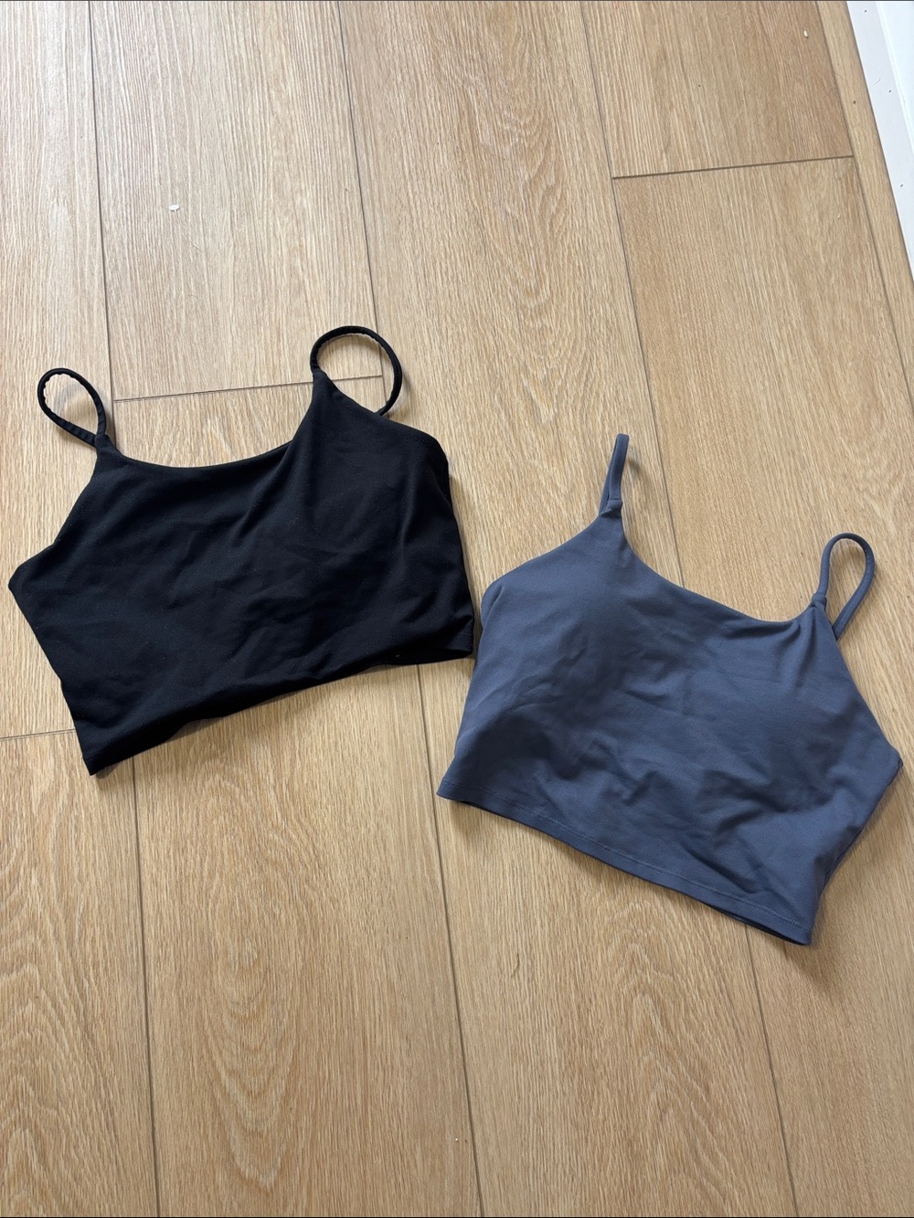 Set of 2 Women’s Seamless Crop Top Bra — Black & Slate Blue